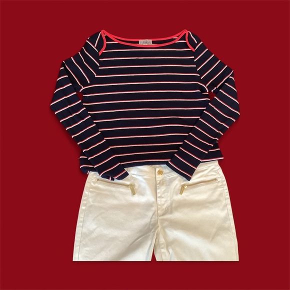 NWOT Joseph A Cotton Striped Long Sleeve Top - Picture 9 of 10